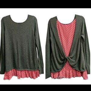 Matilda Jane My Miracle Twist Sweater Holiday Medium Layered Ruffle Hem Festive